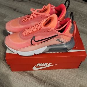 Nike Women's Coral and Gray Sneakers
